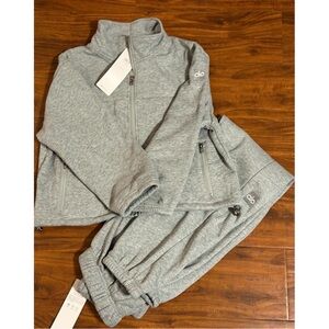 ALO Yoga Heather Gray Zip Jacket & Joggers Set